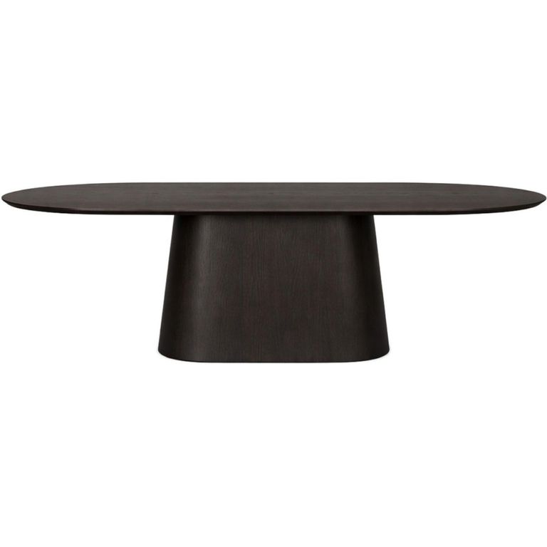 Novero Dining Table - 280cm - 12 Seater - Oval - Pedestal - Espresso Oak