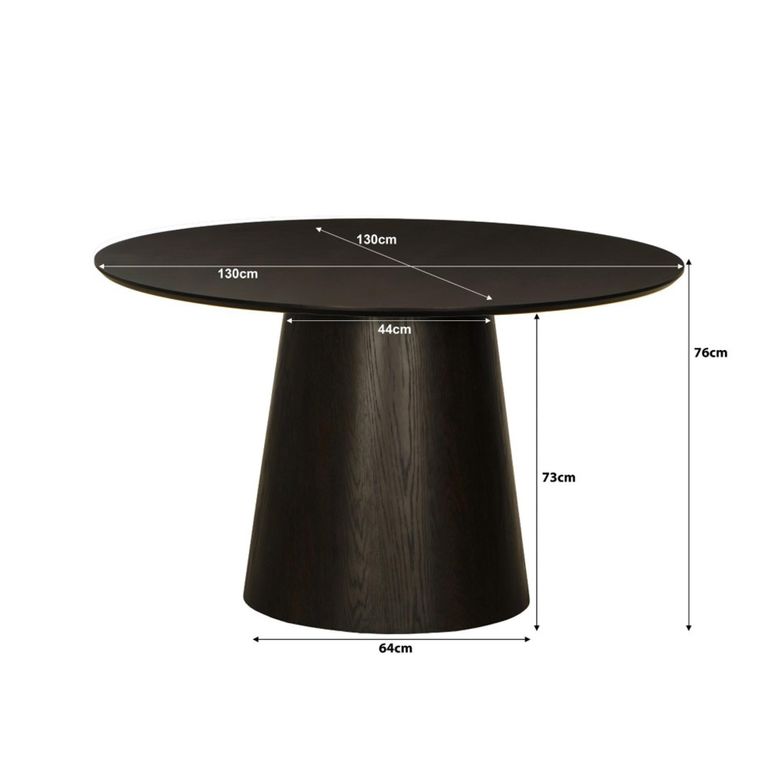 Novero Dining Table - 130cm - 4 Seater - Round - Pedestal - Espresso Oak
