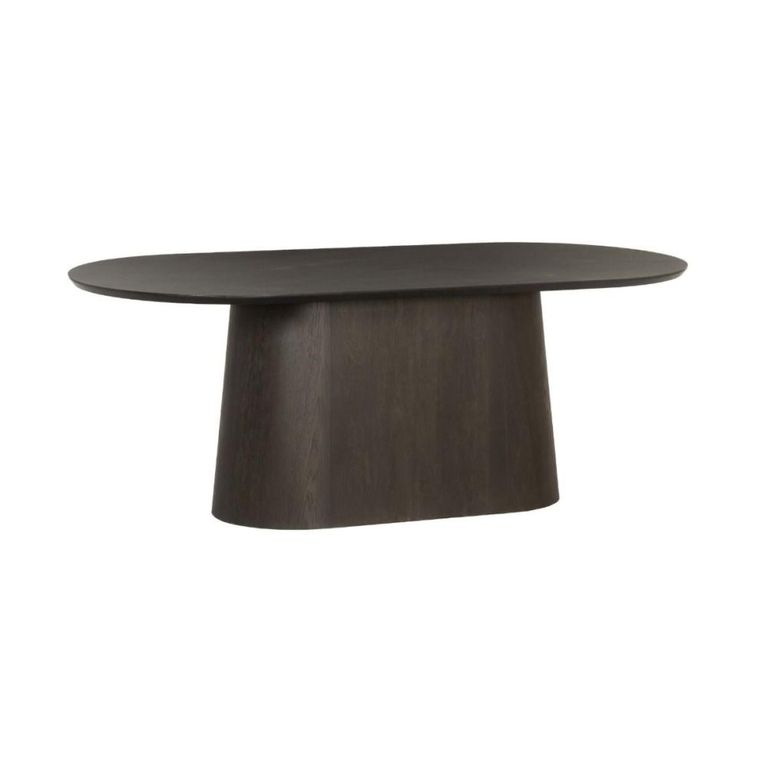 Novero Dining Table - 200cm - 8 Seater - Oval - Pedestal - Espresso Oak