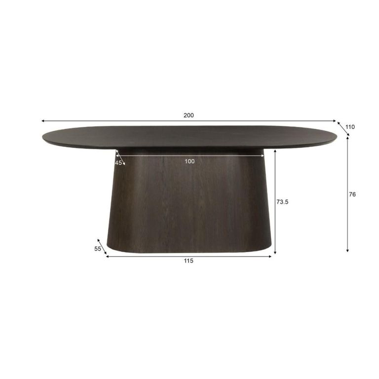 Novero Dining Table - 200cm - 8 Seater - Oval - Pedestal - Espresso Oak