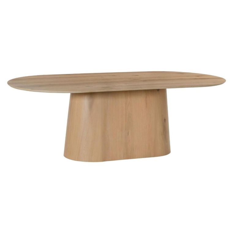 Novero Dining Table - 200cm - 8 Seater - Oval - Pedestal - Natural Oak