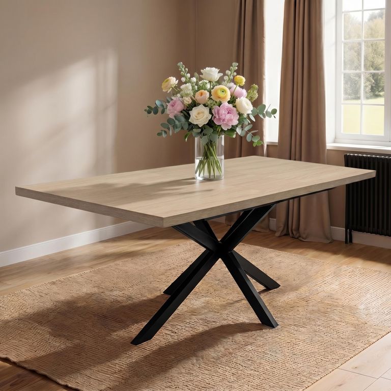 Dalton Extending Dining Table - 6-8 Seater - 160cm-200cm - Light Oak - Spider Legs