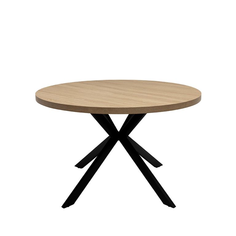 Dalton Dining Table - 4 Seater - 120cm - Round - Light Oak - Spider Legs