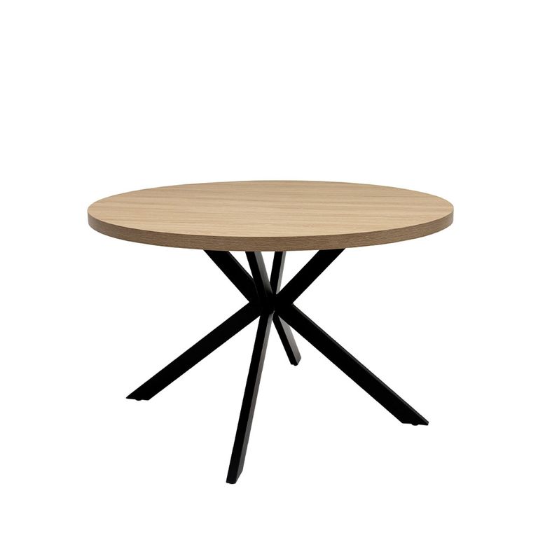 Dalton Dining Table - 4 Seater - 120cm - Round - Light Oak - Spider Legs