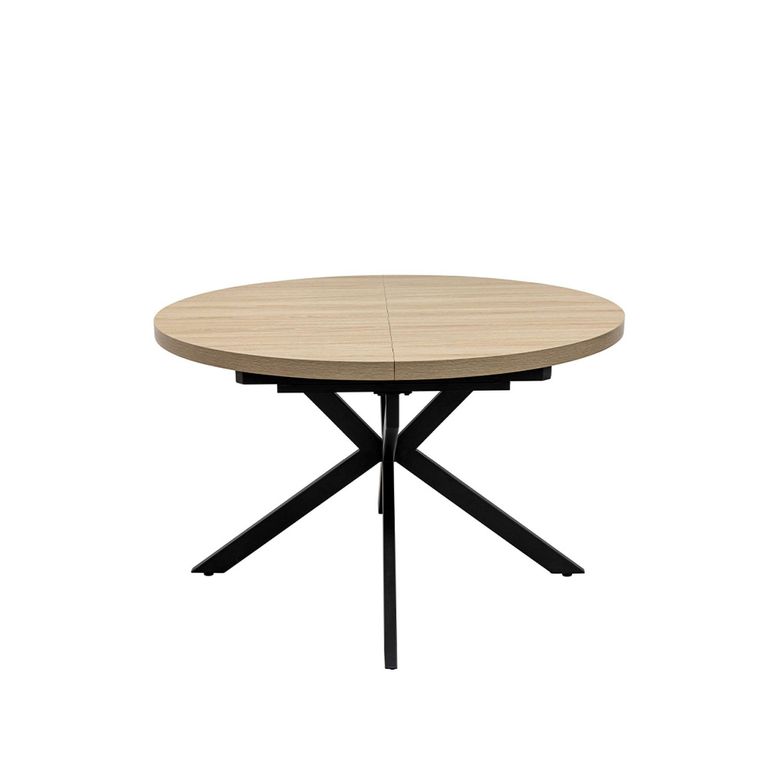 Dalton Extending Dining Table - 4-6 Seater - 120cm-160cm - Round - Light Oak - Spider Legs