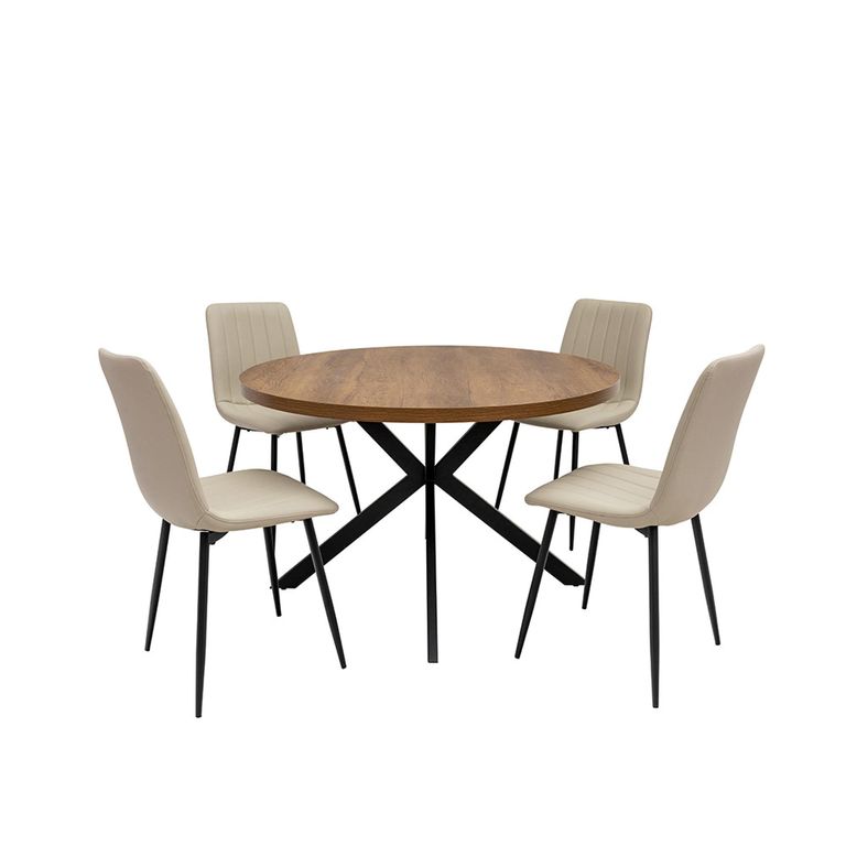 Panama Dining Table - 4 Seater - 120cm - Round - Spider Legs - Dark Oak