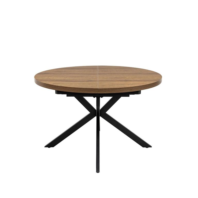 Panama Extending Dining Table - 4-6 Seater - 120cm-160cm - Round - Spider Legs - Dark Oak