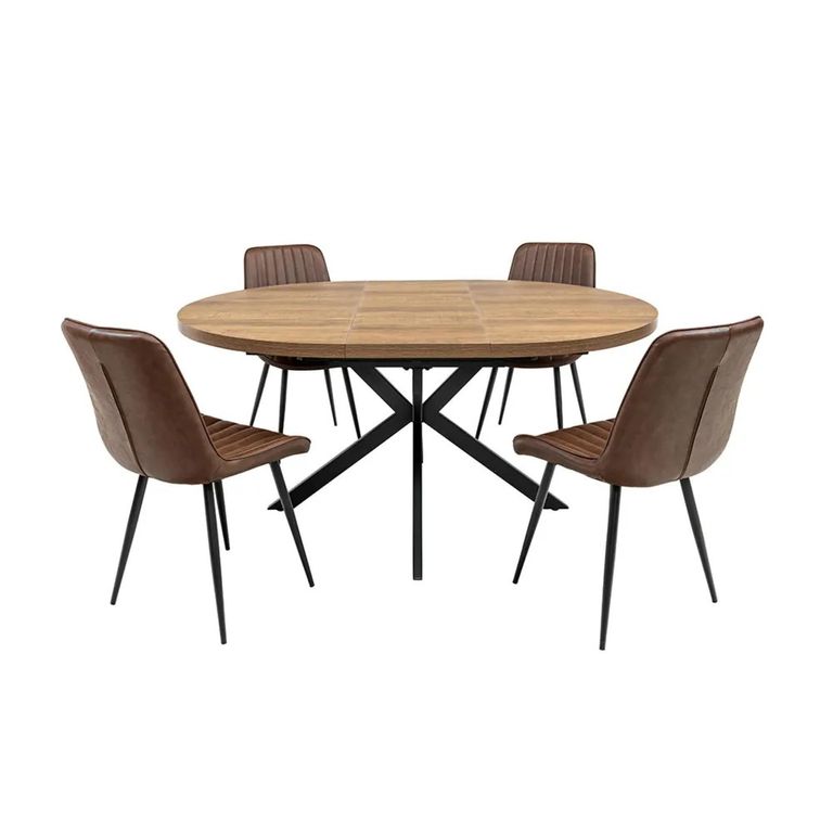 Panama Extending Dining Table - 4-6 Seater - 120cm-160cm - Round - Spider Legs - Dark Oak