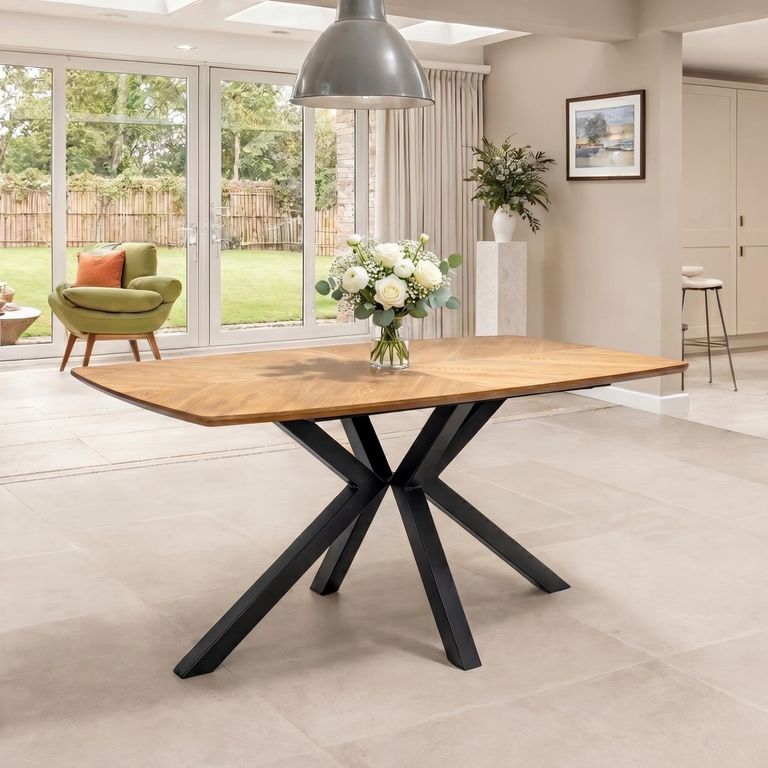 Hampton Dining Table - 6 Seater - 160cm - Spider Legs - Oak