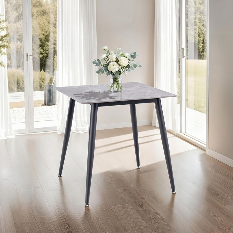 Lavina Dining Table - 2 Seater - 75cm - Square - Rebecca Grey Sintered Stone