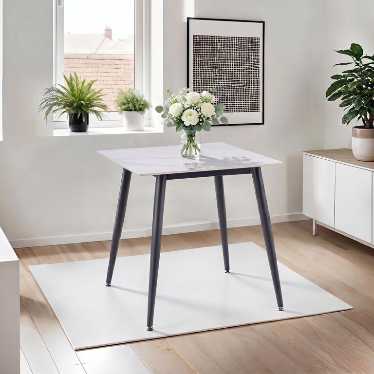 Lavina Dining Table - 2 Seater - 75cm - Square - White Sintered Stone