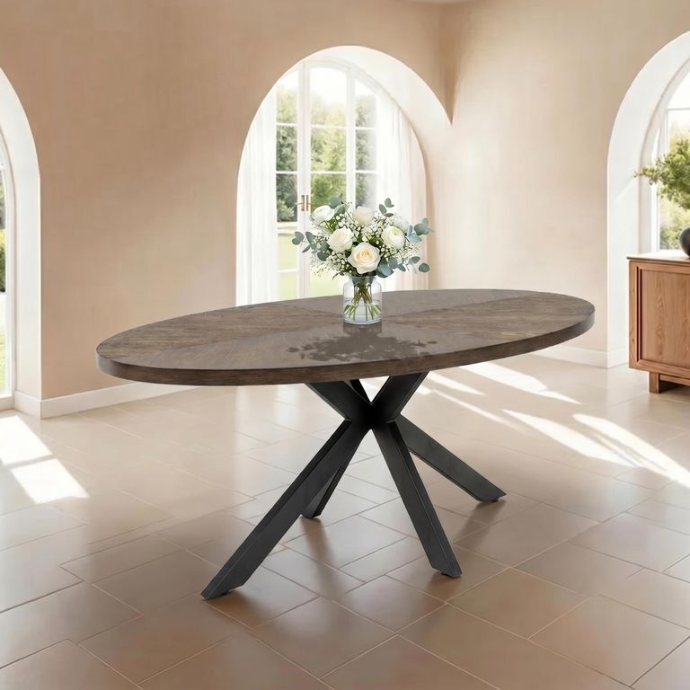 Samara Dining Table - 8 Seater - 180cm - Oval - Spider Legs - Dark Oak