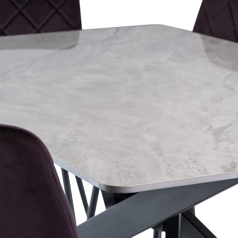 Camilla Dining Table - 6 Seater - 160cm - Rebecca Grey Sintered Stone