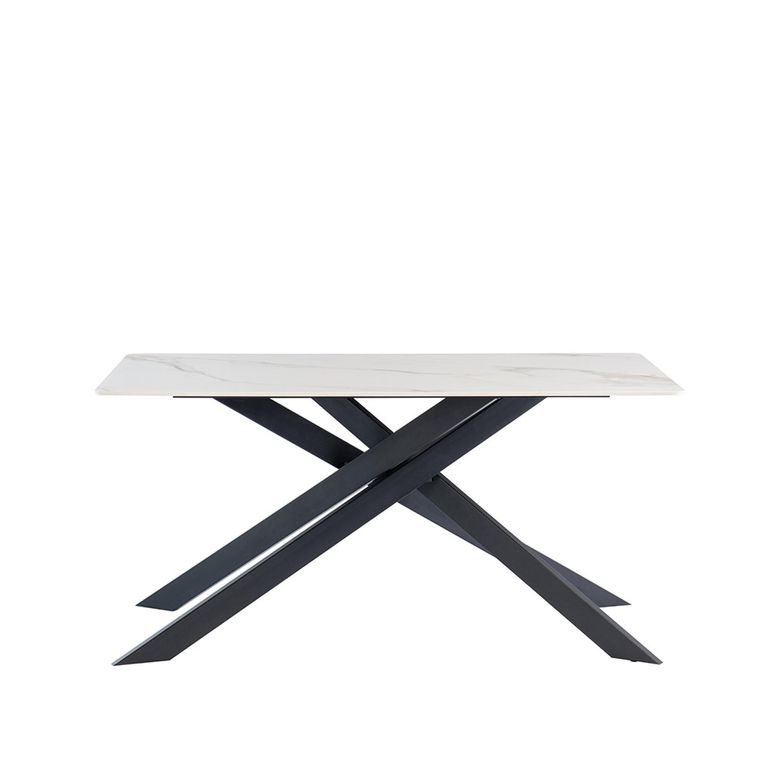 Camilla Dining Table - 6 Seater - 160cm - White and Kass Gold Sintered Stone
