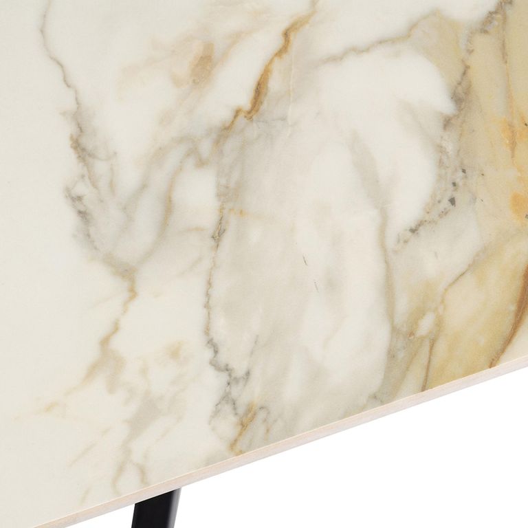 Camilla Dining Table - 6 Seater - 160cm - White and Kass Gold Sintered Stone