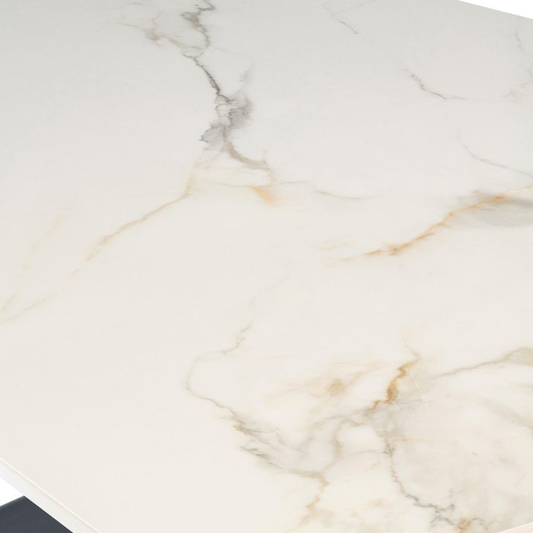Camilla Dining Table - 6 Seater - 160cm - White and Kass Gold Sintered Stone