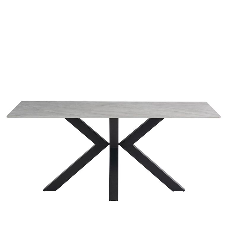 Cora Dining Table - 6 Seater - 180cm - Polished Rebecca Grey Sintered Stone