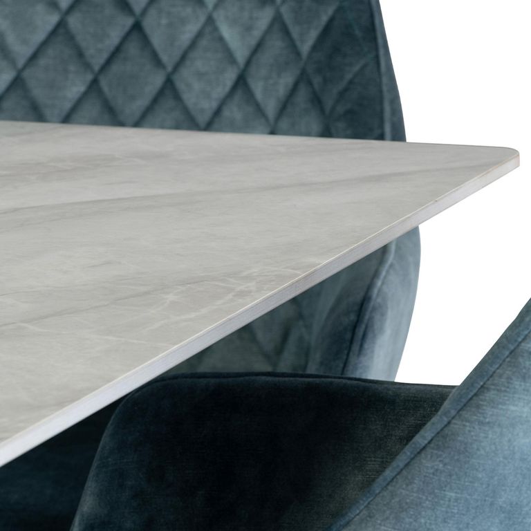 Cora Dining Table - 6 Seater - 180cm - Polished Rebecca Grey Sintered Stone