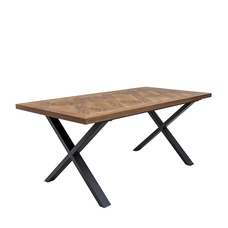Eden Dining Table - 6 Seater - 180cm - Black Cross Legs - Elm Wood