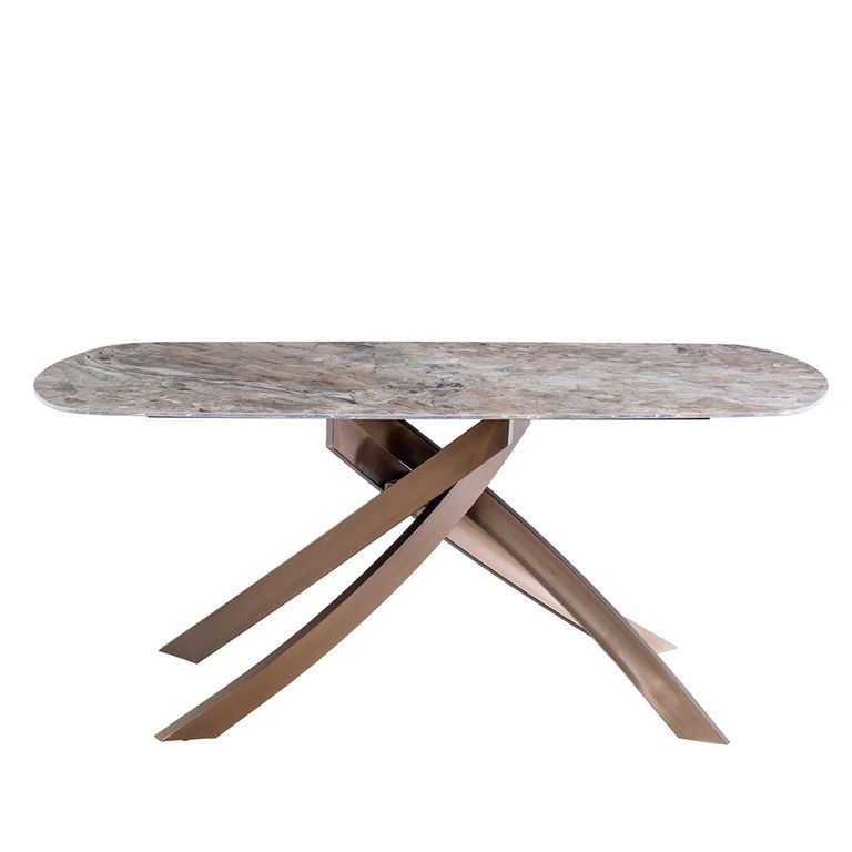 Fendi Dining Table - 6 Seater - 180cm - Oval - Brown Sintered Stone