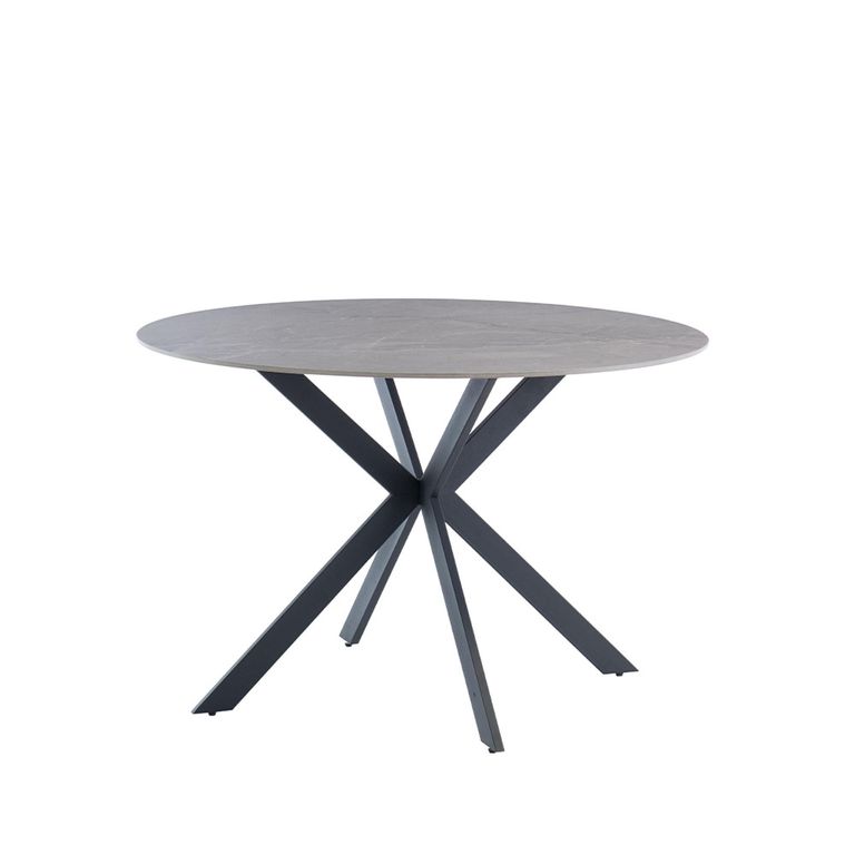 Talia Dining Table - 4 Seater - 120cm - Round - Spider Legs - Grey Sintered Stone