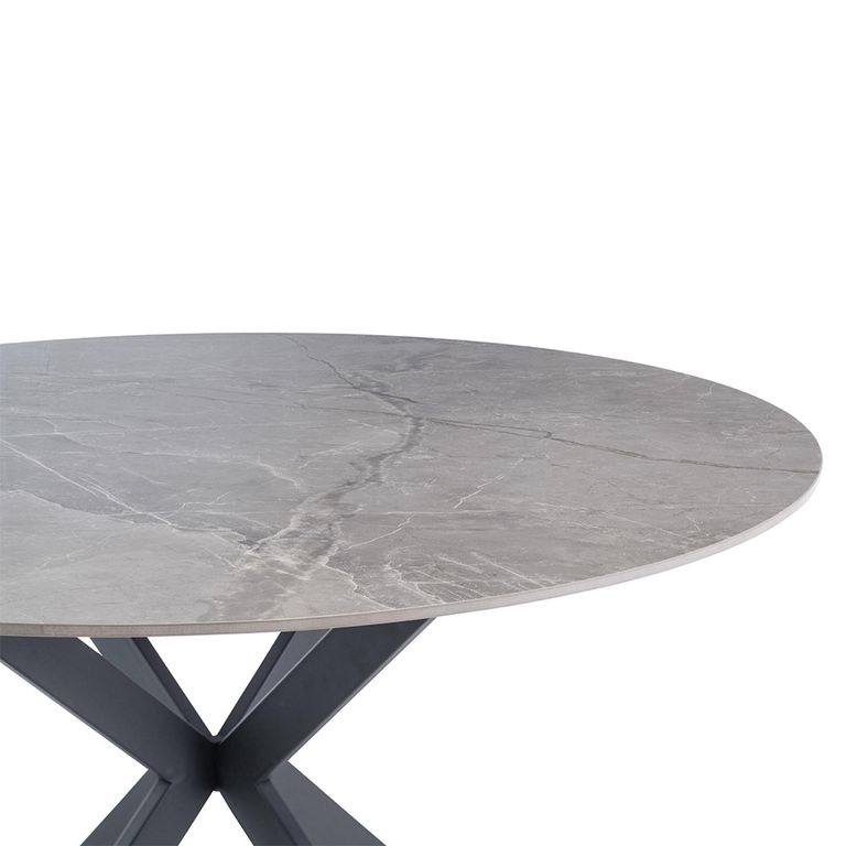 Talia Dining Table - 4 Seater - 120cm - Round - Spider Legs - Grey Sintered Stone