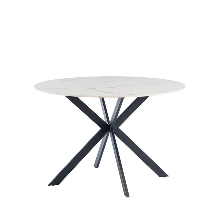 Talia Dining Table - 4 Seater - 120cm - Round - Spider Legs - Italy White Sintered Stone