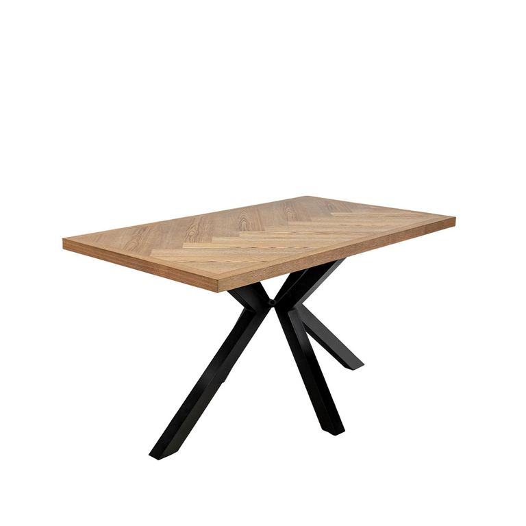 Zara Dining Table - 4 Seater - 140cm - Spider Legs - Ash Herringbone