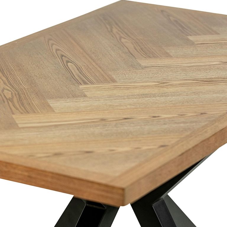 Zara Dining Table - 4 Seater - 140cm - Spider Legs - Ash Herringbone
