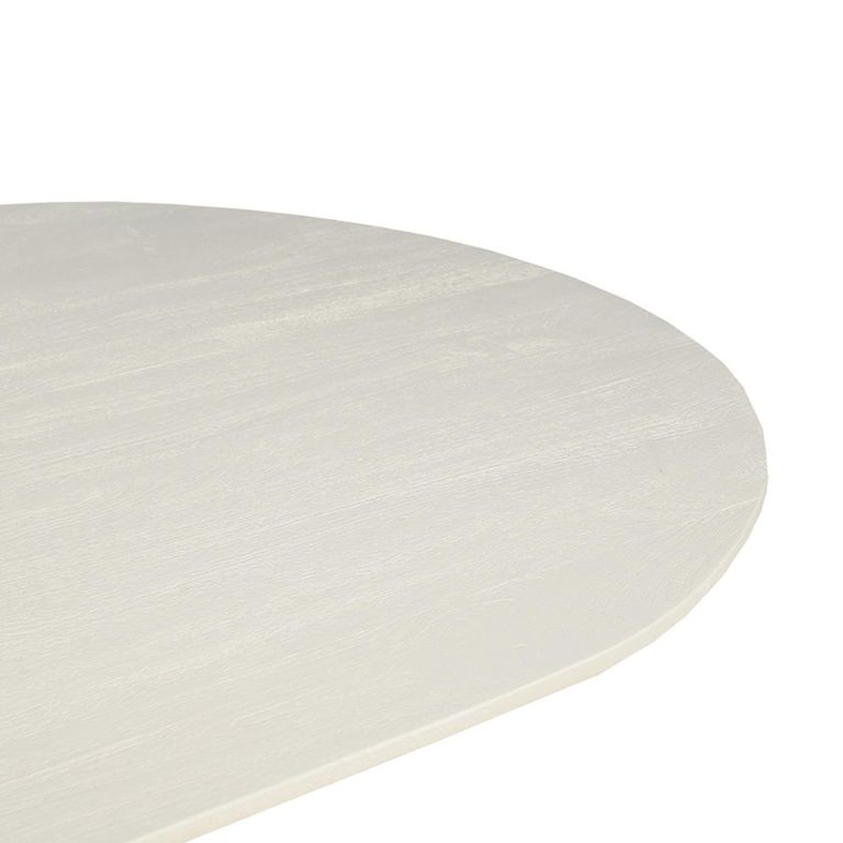 Patrice Fluted Dining Table - 10 Seater - 230cm - Oval - Pedestal - Off White - Mango Wood