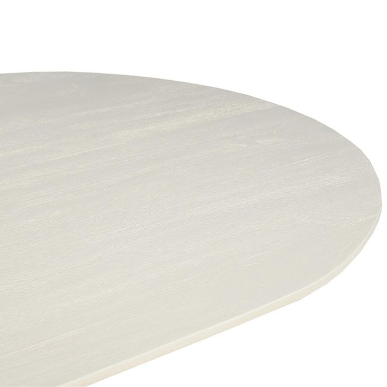 Patrice Fluted Dining Table - 12 Seater - 300cm - Oval - Pedestal - Off White - Mango Wood