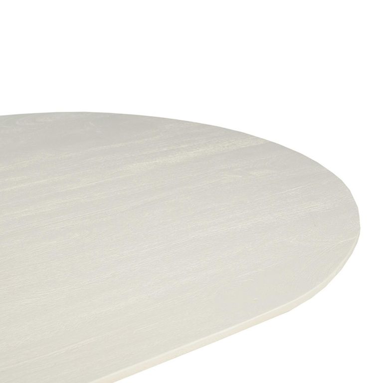 Patrice Fluted Dining Table - 8 Seater - 180cm - Oval - Pedestal - Off White - Mango Wood