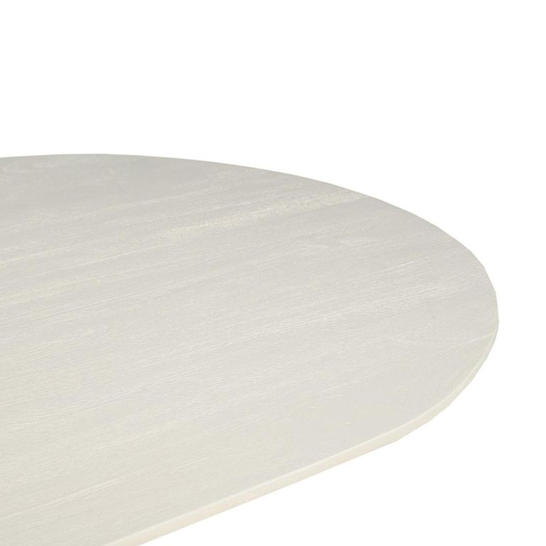 Patrice Fluted Dining Table - 8 Seater - 200cm - Oval - Pedestal - Off White - Mango Wood