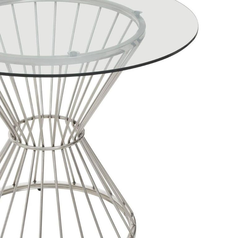 Anzio Dining Table - 2 Seater - 90cm - Round - Clear Glass with Wireframe Hourglass Base