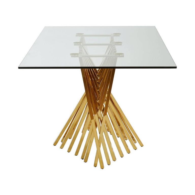 Arezzo Dining Table - 6 Seater - 180cm - Clear Glass with Gold Base