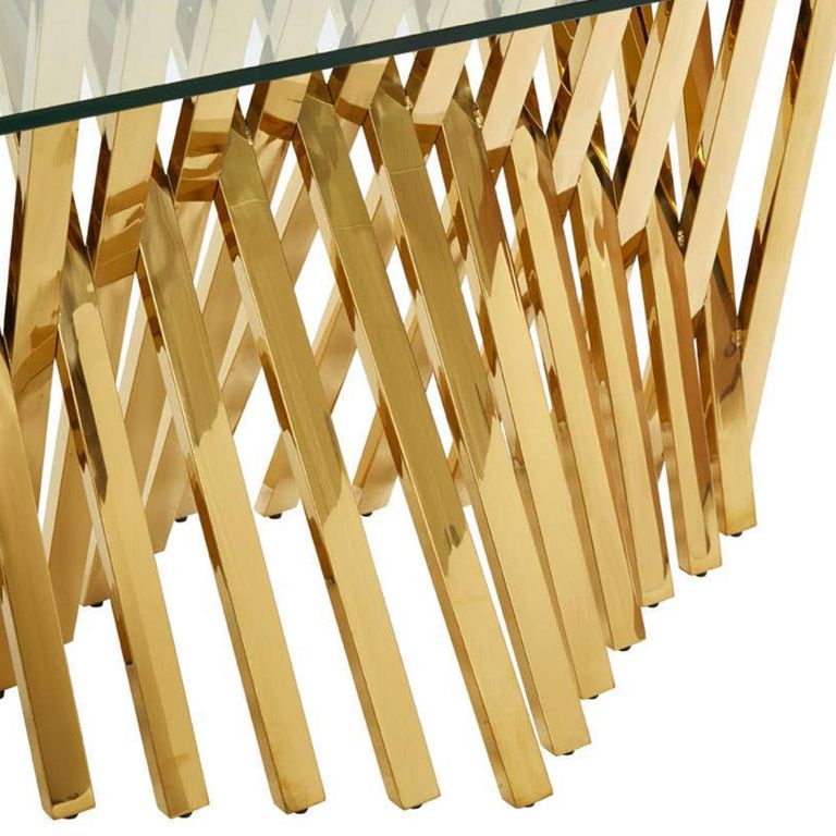 Arezzo Dining Table - 6 Seater - 180cm - Clear Glass with Gold Base