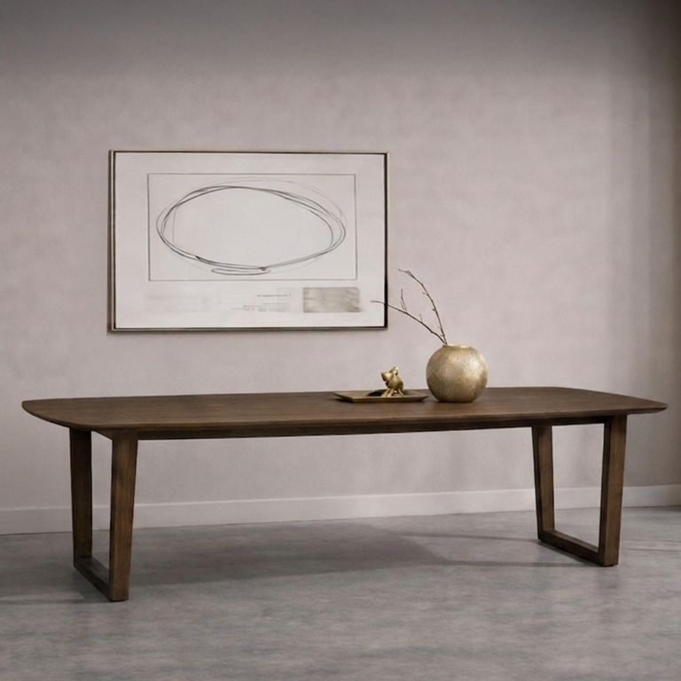 Cortez Dining Table - 270cm - 12 Seater - Oval - U Legs - Brown - Mango Wood