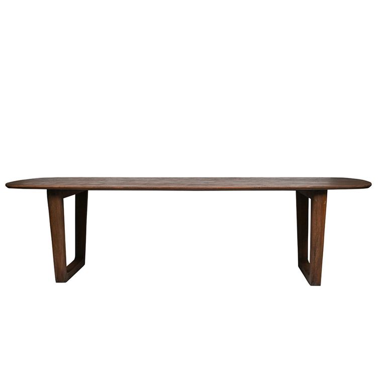 Cortez Dining Table - 270cm - 12 Seater - Oval - U Legs - Brown - Mango Wood