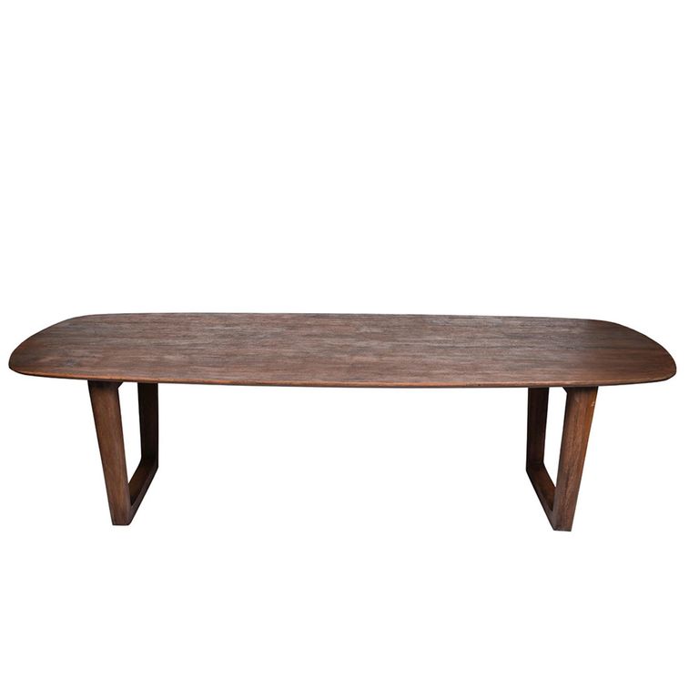 Cortez Dining Table - 270cm - 12 Seater - Oval - U Legs - Brown - Mango Wood