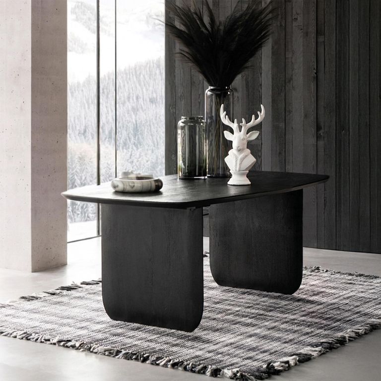 Dining Table - 190cm - 6 Seater - Black - Acacia Wood