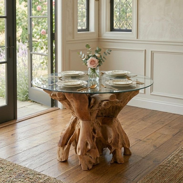 Raoul Dining Table - 140cm - 4 Seater - Round - Natural - Teak Wood