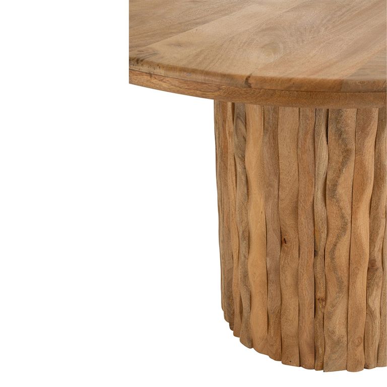 Curved Dining Table - 122cm - 4 Seater - Round - Waved Desgin - Natural - Wood