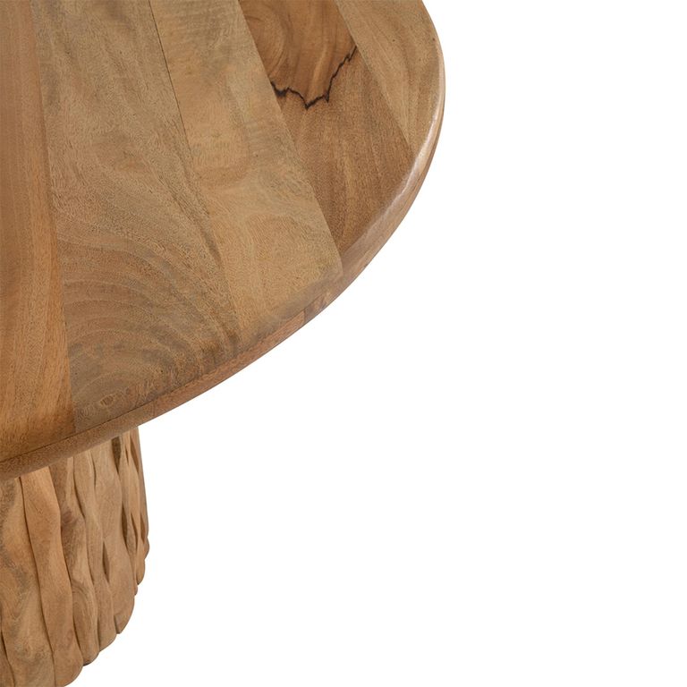 Curved Dining Table - 122cm - 4 Seater - Round - Waved Desgin - Natural - Wood
