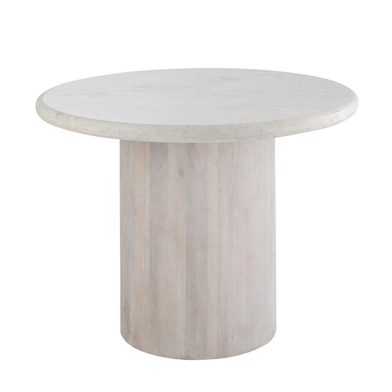 Dining Table - 102cm - 4 Seater - Round - Off White - Marble