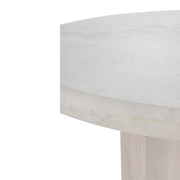 Dining Table - 102cm - 4 Seater - Round - Off White - Marble