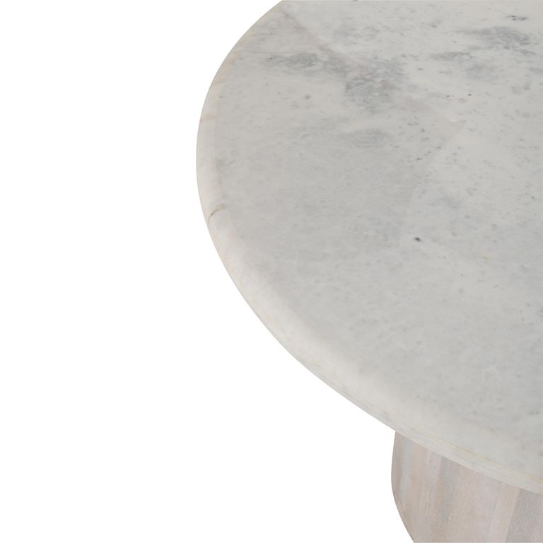 Dining Table - 102cm - 4 Seater - Round - Off White - Marble