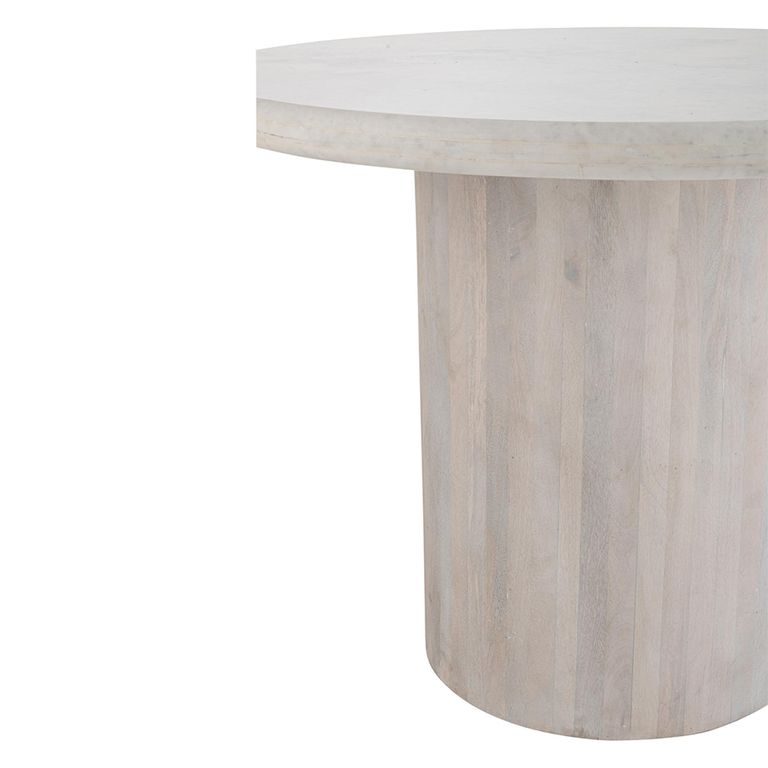 Dining Table - 102cm - 4 Seater - Round - Off White - Marble
