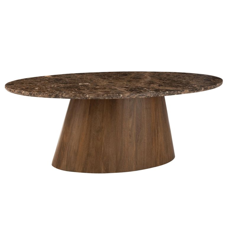 Dining Table - 210cm - 8 Seater - Oval - Brown - Marble and Mango Wood