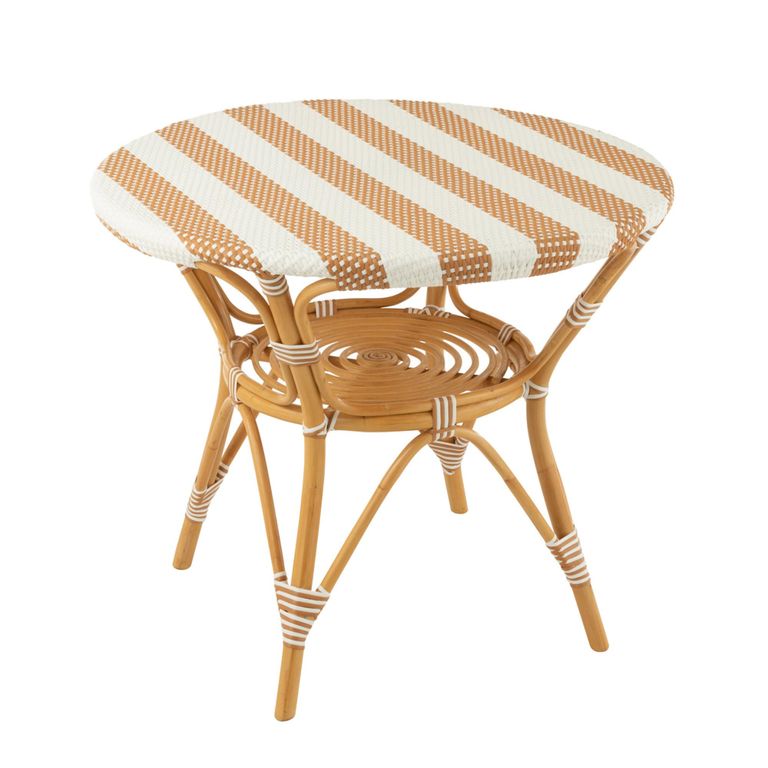 Dining Table - 90cm - 2 Seater - Round - Beige and White - Rattan and Bamboo Wood
