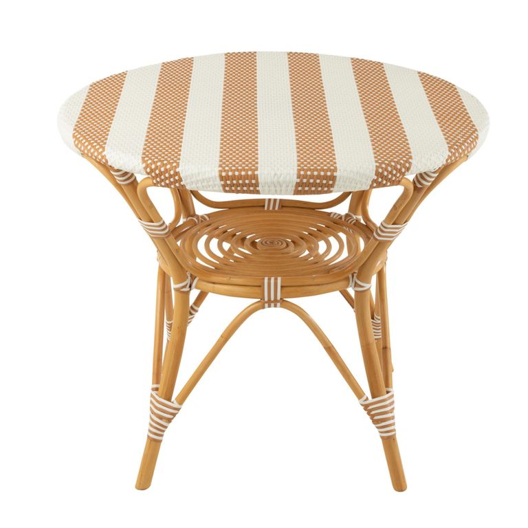Dining Table - 90cm - 2 Seater - Round - Beige and White - Rattan and Bamboo Wood